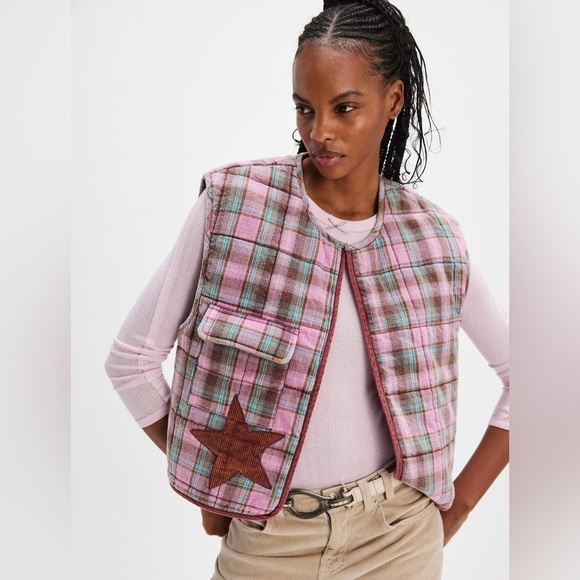 Free People We The Free Starry Plaid Vest - Picture 1 of 10